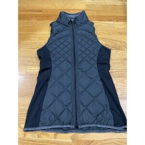 Womens LULULEMON Gray Goose Down Quilted  Hybrid Clarity Vest Size 8 Full Zip